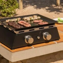 LOLA HOME Plancha à Gaz Portable Sanne Avec 2 Brûleurs En Acier Noir 36x48x22 Cm -France Barbecue Soldes Boutique 47740930 3