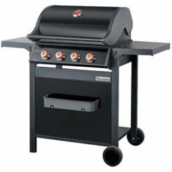 Brasero - Barbecue SPRING II 4 Feux - Surface De Cuisson Mixte - 1/2 Plaque Fonte - 1/2 Grille Fonte - 4 Brûleurs à Gaz - Puissance De 12,6 KW - Jusqu'à 12 Convives - Noir -France Barbecue Soldes Boutique 47919112 4