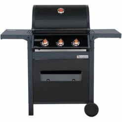 Brasero - Barbecue SPRING II 3 Feux - Surface De Cuisson Mixte En Fonte émaillée - 1/2 Plaque De Cuisson - 1/2 Grille De Cuisson - 3 Brûleurs à Gaz - Puissance De 9,45 KW - Jusqu'à 10 Convives - Noir -France Barbecue Soldes Boutique 47981432 2