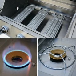 ALICE'S GARDEN Barbecue Gaz Inox 14kW - Richelieu Rouge - Barbecue 4 Brûleurs Dont 1 Feu Latéral. Côté Grill Et Côté Plancha - Rouge -France Barbecue Soldes Boutique 480393 5