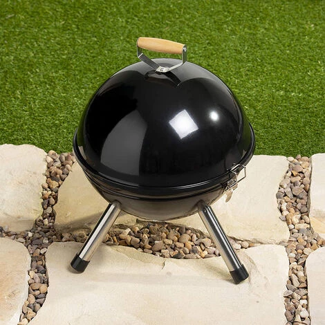 Aqrau Barbecue à Charbon De Bois Noir Pour Pique-Nique Barbecue à Billes Pour Charbon De Bois De Diamètre Avec Bac à Cendres Amovible Pour Barbecue Rond à Grille Avec Surface De Gril - 45 * 30 CM - Type De Foot 5 Aqrau Barbecue à Charbon De Bois Noir Pour Pique-Nique Barbecue à Billes Pour Charbon De Bois De Diamètre Avec Bac à Cendres Amovible Pour Barbecue Rond à Grille Avec Surface De Gril - 45 * 30 CM - Type De Foot – Image 3