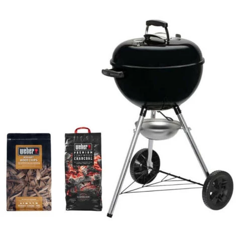 Pack WEBER Barbecue à Charbon Original Kettle E-5710 57cm Noir - Un Sac De Charbon - Un Mélange De Copeaux Whisky 3 Pack WEBER Barbecue à Charbon Original Kettle E-5710 57cm Noir - Un Sac De Charbon - Un Mélange De Copeaux Whisky