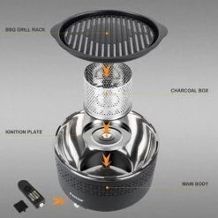 FIXKIT Grill Barbecue Portable, Barbecue Au Charbon De Bois Sans Fumée, 34 X 34 X 22 Cm -France Barbecue Soldes Boutique 50102045 2