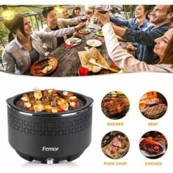 FIXKIT Grill Barbecue Portable, Barbecue Au Charbon De Bois Sans Fumée, 34 X 34 X 22 Cm -France Barbecue Soldes Boutique 50102045 3