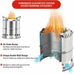 CADEAU Réchaud De Camping Poêle à Alcool Au Feu De Bois Pliable Petit Poêle Portable En Acier Inoxydable Pour Randonnée En Plein Air Randonnée Voyager Pique-Nique Barbecue -France Barbecue Soldes Boutique 51191179 3