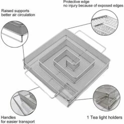 VERSAILLESFR Générateur De Fumée Froide, Enérateur De Fumée Froide En Acier Inoxydable, Générateur De Fumée Professionnel Avec Brosse De Nettoyage Et Crochet, Convient à Tous Les Barbecues(15x15x4cm) -Versailles -France Barbecue Soldes Boutique 51213543 2