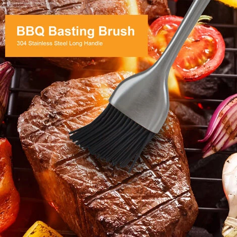 LIFCAUSAL Sauce Badigeonner Brosse Barbecue Barbecue Grill Patisserie Brosse Résistant à La Chaleur Cuisson Cuisson Brosse En Silicone Poignées En Acier Inoxydable Petit 6 LIFCAUSAL Sauce Badigeonner Brosse Barbecue Barbecue Grill Patisserie Brosse Résistant à La Chaleur Cuisson Cuisson Brosse En Silicone Poignées En Acier Inoxydable Petit – Image 4