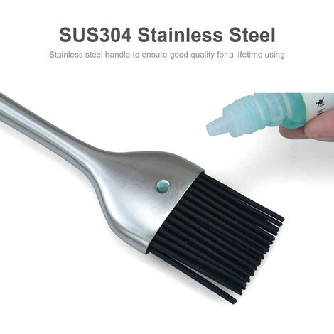 LIFCAUSAL Sauce Badigeonner Brosse Barbecue Barbecue Grill Patisserie Brosse Résistant à La Chaleur Cuisson Cuisson Brosse En Silicone Poignées En Acier Inoxydable Petit 7 LIFCAUSAL Sauce Badigeonner Brosse Barbecue Barbecue Grill Patisserie Brosse Résistant à La Chaleur Cuisson Cuisson Brosse En Silicone Poignées En Acier Inoxydable Petit – Image 5