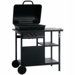 Topdeal Barbecue à Gaz Avec Table Latérale à 3 Niveaux Noir -France Barbecue Soldes Boutique 52092362 3