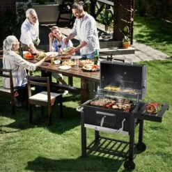 AICOK Barbecue Charbon De Bois à 2 Roues 2 Grilles Et 1 Thermomètre En Métal Noir 113x53,5x100 Cm 11 AICOK Barbecue Charbon De Bois à 2 Roues 2 Grilles Et 1 Thermomètre En Métal Noir 113x53,5x100 Cm -France Barbecue Soldes Boutique 52668277 5