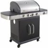 Barbecue Gaz 2 En 1 Fidgi - Grill Et Plancha - 4 Brûleurs - Thermomètre Capot - Puissance 14,5 Kw - Noir/Inox - Cook'In Garden