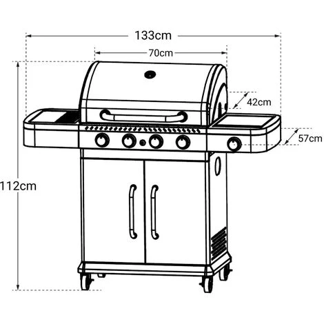 Barbecue Gaz 2 En 1 Fidgi - Grill Et Plancha - 4 Brûleurs - Thermomètre Capot - Puissance 14,5 Kw - Noir/Inox - Cook'In Garden 4 Barbecue Gaz 2 En 1 Fidgi - Grill Et Plancha - 4 Brûleurs - Thermomètre Capot - Puissance 14,5 Kw - Noir/Inox - Cook'In Garden – Image 2