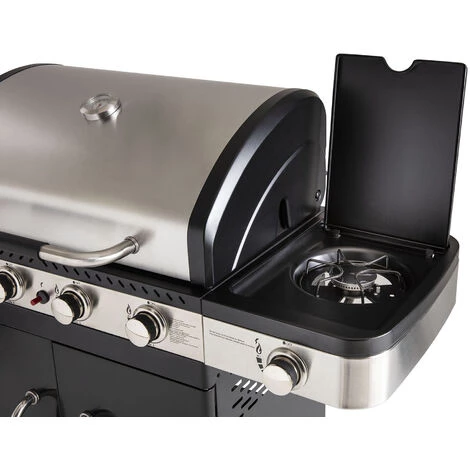 Barbecue Gaz 2 En 1 Fidgi - Grill Et Plancha - 4 Brûleurs - Thermomètre Capot - Puissance 14,5 Kw - Noir/Inox - Cook'In Garden 5 Barbecue Gaz 2 En 1 Fidgi - Grill Et Plancha - 4 Brûleurs - Thermomètre Capot - Puissance 14,5 Kw - Noir/Inox - Cook'In Garden – Image 3