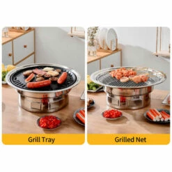 LIFCAUSAL 13 Pouces Barbecue Grill Multifonctionnel Charbon De Bois Rond Camping Grill Poêle De Table Fumeur Grill Grillé Net Et Plateau Pour Cour Pique-Nique Plage Barbecue -France Barbecue Soldes Boutique 53642971 3