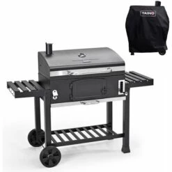 TAINO HERO XXL Set Fumoir BBQ Chariot De Cuisson Au Charbon De Bois Barbecue Fumoir Hotte