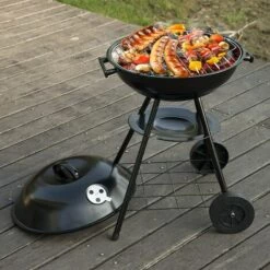 WOLTU Barbecue Au Charbon De Bois. Grill BBQ Avec Roues. 44x73cm. Utilisé Pour Jardin Ou Camping.Noir -France Barbecue Soldes Boutique 54102543 4