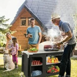 AICOK Spaire Cuisine De Camping En MDF Et Aluminium 122 X 54 X 117 Cm, Mobilier De Camping Portable Avec Protection Contre Le Vent, Compartiment De Rangement Et Sac Portable, Facile à Nettoyer, Léger -France Barbecue Soldes Boutique 54134761 3