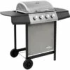 Hommoo Barbecue Gril A Gaz Avec 4 Brûleurs Noir Et Argente -France Barbecue Soldes Boutique 54149378 1