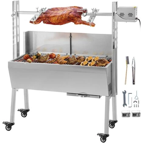 M-E Grill Rotatif Barbecue Charbon électrique Bbq Rôtissoire Acier Inox - 60 Kg, 25 W, Pour Un Usage Commercial & Domestique, Réglable En Hauteur 3 M-E Grill Rotatif Barbecue Charbon électrique Bbq Rôtissoire Acier Inox - 60 Kg, 25 W, Pour Un Usage Commercial & Domestique, Réglable En Hauteur