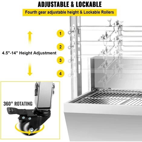 M-E Grill Rotatif Barbecue Charbon électrique Bbq Rôtissoire Acier Inox - 60 Kg, 25 W, Pour Un Usage Commercial & Domestique, Réglable En Hauteur 6 M-E Grill Rotatif Barbecue Charbon électrique Bbq Rôtissoire Acier Inox - 60 Kg, 25 W, Pour Un Usage Commercial & Domestique, Réglable En Hauteur – Image 4