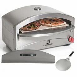 Four à Pizza 4800W Gaz KEMPER Inox + Spatule Pizzaiolo Cuisson Sur Pierre Réfractaire 400°C Max Allumage Piezo Thermostat