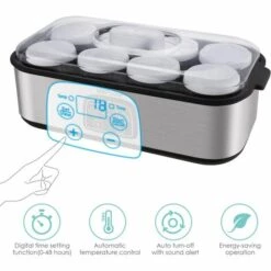 Homfa Yaourtière Électrique Avec Écran LCD, Avec Minuterie Jusqu'à 48 Heures, Récipient En Verre 8X180ml, Machine à Yaourt à Affichage LED, Arrêt Automatique, Acier Inoxydable, 30W 10 Homfa Yaourtière Électrique Avec Écran LCD, Avec Minuterie Jusqu'à 48 Heures, Récipient En Verre 8X180ml, Machine à Yaourt à Affichage LED, Arrêt Automatique, Acier Inoxydable, 30W -France Barbecue Soldes Boutique 55165772 4