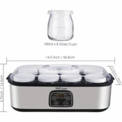 Homfa Yaourtière Électrique Avec Écran LCD, Avec Minuterie Jusqu'à 48 Heures, Récipient En Verre 8X180ml, Machine à Yaourt à Affichage LED, Arrêt Automatique, Acier Inoxydable, 30W 11 Homfa Yaourtière Électrique Avec Écran LCD, Avec Minuterie Jusqu'à 48 Heures, Récipient En Verre 8X180ml, Machine à Yaourt à Affichage LED, Arrêt Automatique, Acier Inoxydable, 30W -France Barbecue Soldes Boutique 55165772 5