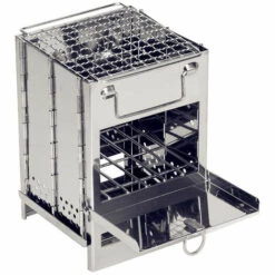 ASUPERMALL Réchaud à Bois En Acier Inoxydable Mini Barbecue Léger Et Pliable Pour Le Camping, Le Jardin, L'extérieur Et Le Pique-nique ，15*15*21CM