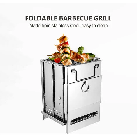 ASUPERMALL Réchaud à Bois En Acier Inoxydable Mini Barbecue Léger Et Pliable Pour Le Camping, Le Jardin, L'extérieur Et Le Pique-nique ,15*15*21CM 4 ASUPERMALL Réchaud à Bois En Acier Inoxydable Mini Barbecue Léger Et Pliable Pour Le Camping, Le Jardin, L'extérieur Et Le Pique-nique ,15*15*21CM – Image 2