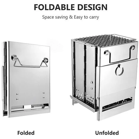 ASUPERMALL Réchaud à Bois En Acier Inoxydable Mini Barbecue Léger Et Pliable Pour Le Camping, Le Jardin, L'extérieur Et Le Pique-nique ,15*15*21CM 5 ASUPERMALL Réchaud à Bois En Acier Inoxydable Mini Barbecue Léger Et Pliable Pour Le Camping, Le Jardin, L'extérieur Et Le Pique-nique ,15*15*21CM – Image 3