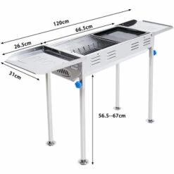 Barbecue à Charbon Portable - BIGZZIA - BBQ De Table Pliant Avec Double Ailes Et Poêle à Frire - Pour Camping 120 X 67 X 31 Cm -France Barbecue Soldes Boutique 55291584 2