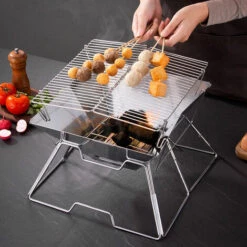 BENOBBY KIDS Gril à Charbon Pliable Portatif D'acier Inoxydable Avec Le Tube De Feu, Mini Gril Avec Le Sac De Transport Pour Des Voyages De Camping De BBQ De Jardin -France Barbecue Soldes Boutique 55513131 2