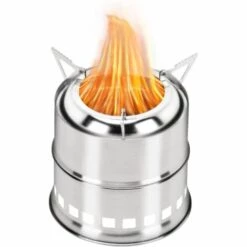 TRIOMPHE Réchaud De Camping,T-Audace Poêle à Alcool Au Feu De Bois Pliable Petit Poêle Portable En Acier Inoxydable Pour Randonnée En Plein Air Randonnée Voyager Pique-Nique Barbecue