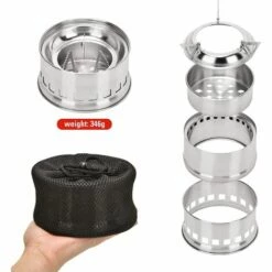 TRIOMPHE Réchaud De Camping,T-Audace Poêle à Alcool Au Feu De Bois Pliable Petit Poêle Portable En Acier Inoxydable Pour Randonnée En Plein Air Randonnée Voyager Pique-Nique Barbecue -France Barbecue Soldes Boutique 56067571 5