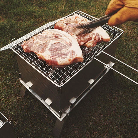 SUPERSELLER Pliable Camping Poêle Barbecue Grill En Acier Inoxydable BBQ Poêle À Bois Poêle En Plein Air Randonnée Pique-Nique Grill - L-Base 4 SUPERSELLER Pliable Camping Poêle Barbecue Grill En Acier Inoxydable BBQ Poêle À Bois Poêle En Plein Air Randonnée Pique-Nique Grill - L-Base – Image 2