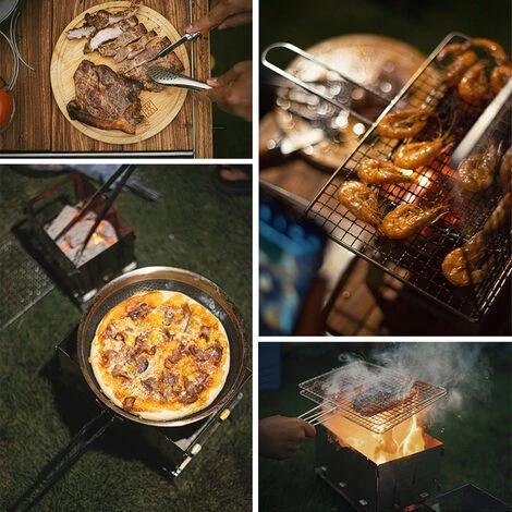 SUPERSELLER Pliable Camping Poêle Barbecue Grill En Acier Inoxydable BBQ Poêle À Bois Poêle En Plein Air Randonnée Pique-Nique Grill - L-Base 7 SUPERSELLER Pliable Camping Poêle Barbecue Grill En Acier Inoxydable BBQ Poêle À Bois Poêle En Plein Air Randonnée Pique-Nique Grill - L-Base – Image 5
