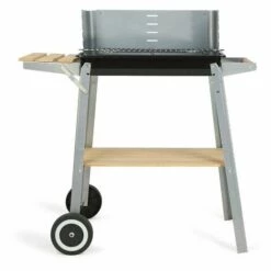 LIVOO Barbecue Charbon Sur Pied Finition Bois 48 X 28 Cm - Gris