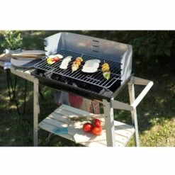 LIVOO Barbecue Charbon Sur Pied Finition Bois 48 X 28 Cm - Gris -France Barbecue Soldes Boutique 56622481 3