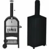 GOPLUS Four à Pizza En Fer Extérieur Avec Thermomètre Double Et Cheminée, Gril à Pizza Avec 2 Roulettes Universelles Et Housse Imperméable, Four à Pizza Avec Poignée Ergonomique -France Barbecue Soldes Boutique 57205691 1