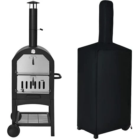 GOPLUS Four à Pizza En Fer Extérieur Avec Thermomètre Double Et Cheminée, Gril à Pizza Avec 2 Roulettes Universelles Et Housse Imperméable, Four à Pizza Avec Poignée Ergonomique 3 GOPLUS Four à Pizza En Fer Extérieur Avec Thermomètre Double Et Cheminée, Gril à Pizza Avec 2 Roulettes Universelles Et Housse Imperméable, Four à Pizza Avec Poignée Ergonomique