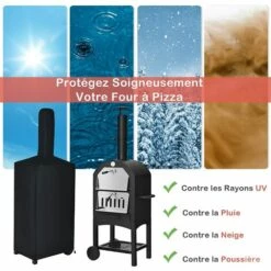 GOPLUS Four à Pizza En Fer Extérieur Avec Thermomètre Double Et Cheminée, Gril à Pizza Avec 2 Roulettes Universelles Et Housse Imperméable, Four à Pizza Avec Poignée Ergonomique 10 GOPLUS Four à Pizza En Fer Extérieur Avec Thermomètre Double Et Cheminée, Gril à Pizza Avec 2 Roulettes Universelles Et Housse Imperméable, Four à Pizza Avec Poignée Ergonomique -France Barbecue Soldes Boutique 57205691 4