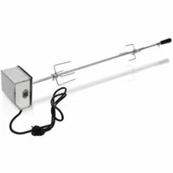 SWANEW Barbecue à Brochettes Avec Moteur Pour Poulet Agneau,117cm, Bœuf Ou Rôti Roulé, Avec Broche Réglable En Hauteur Pour Jusqu'à 18 Kg - Argent