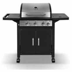 AMSTA - AMBB77791 - Barbecue à Gaz - 12 800W - 3 Brûleurs + 1 Latéral - Thermomètre Intégré