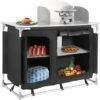 BAMNY Cuisine De Camping En MDF Et Aluminium 122 X 54 X 117 Cm, Mobilier De Camping Portable Avec Protection Contre Le Vent, Compartiment De Rangement Et Sac Portable, Facile à Nettoyer, Léger -France Barbecue Soldes Boutique 58832405 1