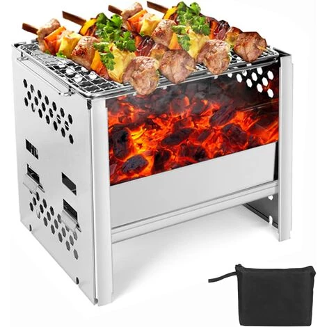 HIASDFLS Réchaud De Camping Portable, Camping Poêle À Bois Léger Avec Grille Et Sac De Rangement, Pliable Compact Durable Pour Barbecue Randonnée Camping Pique-Nique Cuisine De Plein Air 3 HIASDFLS Réchaud De Camping Portable, Camping Poêle À Bois Léger Avec Grille Et Sac De Rangement, Pliable Compact Durable Pour Barbecue Randonnée Camping Pique-Nique Cuisine De Plein Air