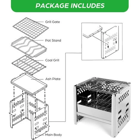 HIASDFLS Réchaud De Camping Portable, Camping Poêle À Bois Léger Avec Grille Et Sac De Rangement, Pliable Compact Durable Pour Barbecue Randonnée Camping Pique-Nique Cuisine De Plein Air 7 HIASDFLS Réchaud De Camping Portable, Camping Poêle À Bois Léger Avec Grille Et Sac De Rangement, Pliable Compact Durable Pour Barbecue Randonnée Camping Pique-Nique Cuisine De Plein Air – Image 5