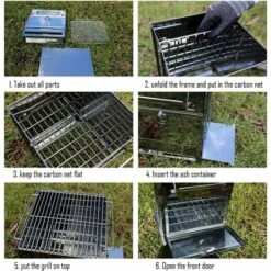 HIASDFLS Camping Poêle En Acier Inoxydable Pliant Sac À Dos Poêle À Bois Mini Barbecue Grill Avec Sac De Transport Pour Camping Randonnée Cuisine -France Barbecue Soldes Boutique 59007900 3