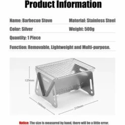 JOORRT Mini Barbecue Pliable Et Mobile - Surface De Cuisson : Environ 16 Cm X 21 Cm - Portable - Barbecue Au Charbon De Bois Pour 1 à 2 Personnes (plié Environ 33 Cm X 21 Cm) -France Barbecue Soldes Boutique 59171012 2