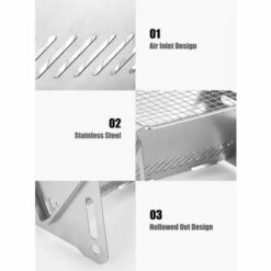 JOORRT Mini Barbecue Pliable Et Mobile - Surface De Cuisson : Environ 16 Cm X 21 Cm - Portable - Barbecue Au Charbon De Bois Pour 1 à 2 Personnes (plié Environ 33 Cm X 21 Cm) -France Barbecue Soldes Boutique 59171012 4