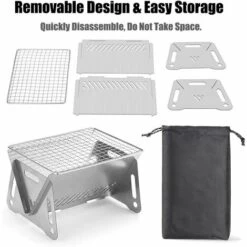 JOORRT Mini Barbecue Pliable Et Mobile - Surface De Cuisson : Environ 16 Cm X 21 Cm - Portable - Barbecue Au Charbon De Bois Pour 1 à 2 Personnes (plié Environ 33 Cm X 21 Cm) -France Barbecue Soldes Boutique 59171012 5